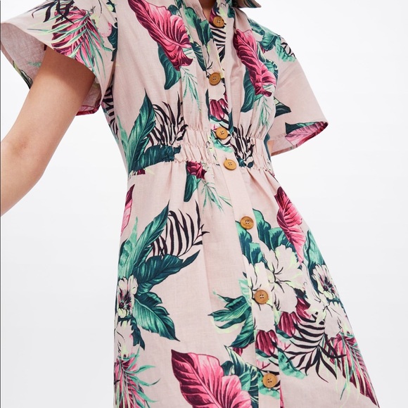 Zara Floral Midi Dress size M - Picture 2 of 2